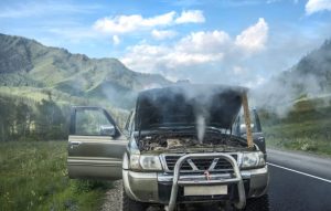 A car engine experiencing a service issue near Indianapolis, Indiana.