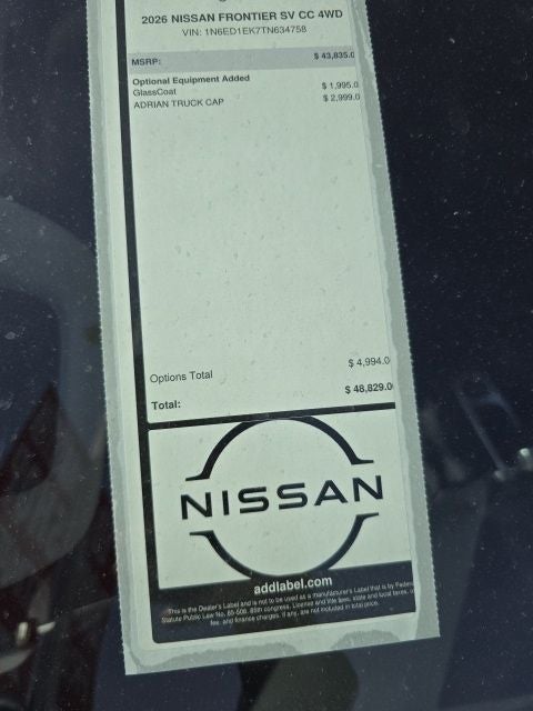 2026 Nissan Frontier SV