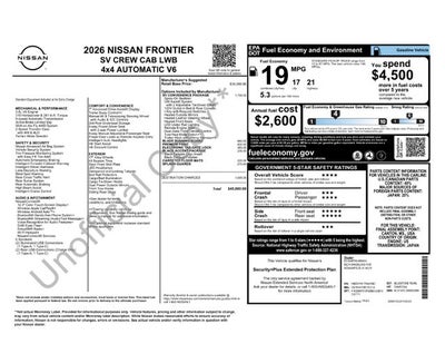 2026 Nissan Frontier SV