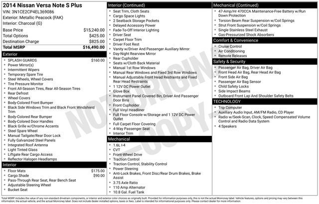 2014 Nissan Versa Note S Plus