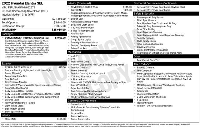 2022 Hyundai Elantra SEL PREMIUM