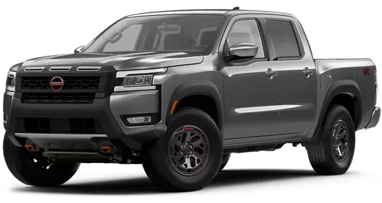2026 Nissan Frontier PRO-4X 4x4 Crew Cab in gray, front three-quarter view