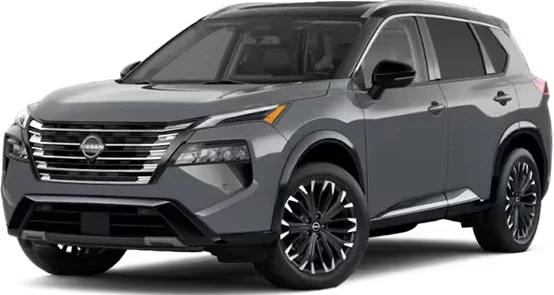 2026 Nissan Rogue Platinum AWD in Boulder Gray, front three-quarter view