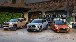 Several new Nissan models parked side by side